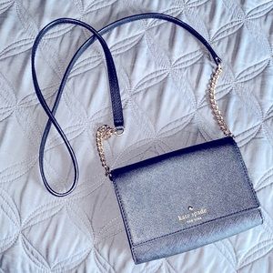 Kate Spade black leather/ gold chain small crossbody purse